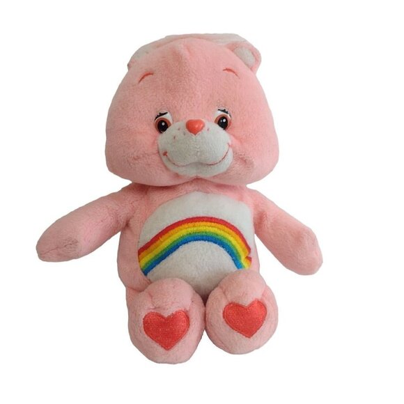 Vintage Care Bears Cheer Bear Rainbow Tummy 10" Stuffed Animal - Picture 1 of 4